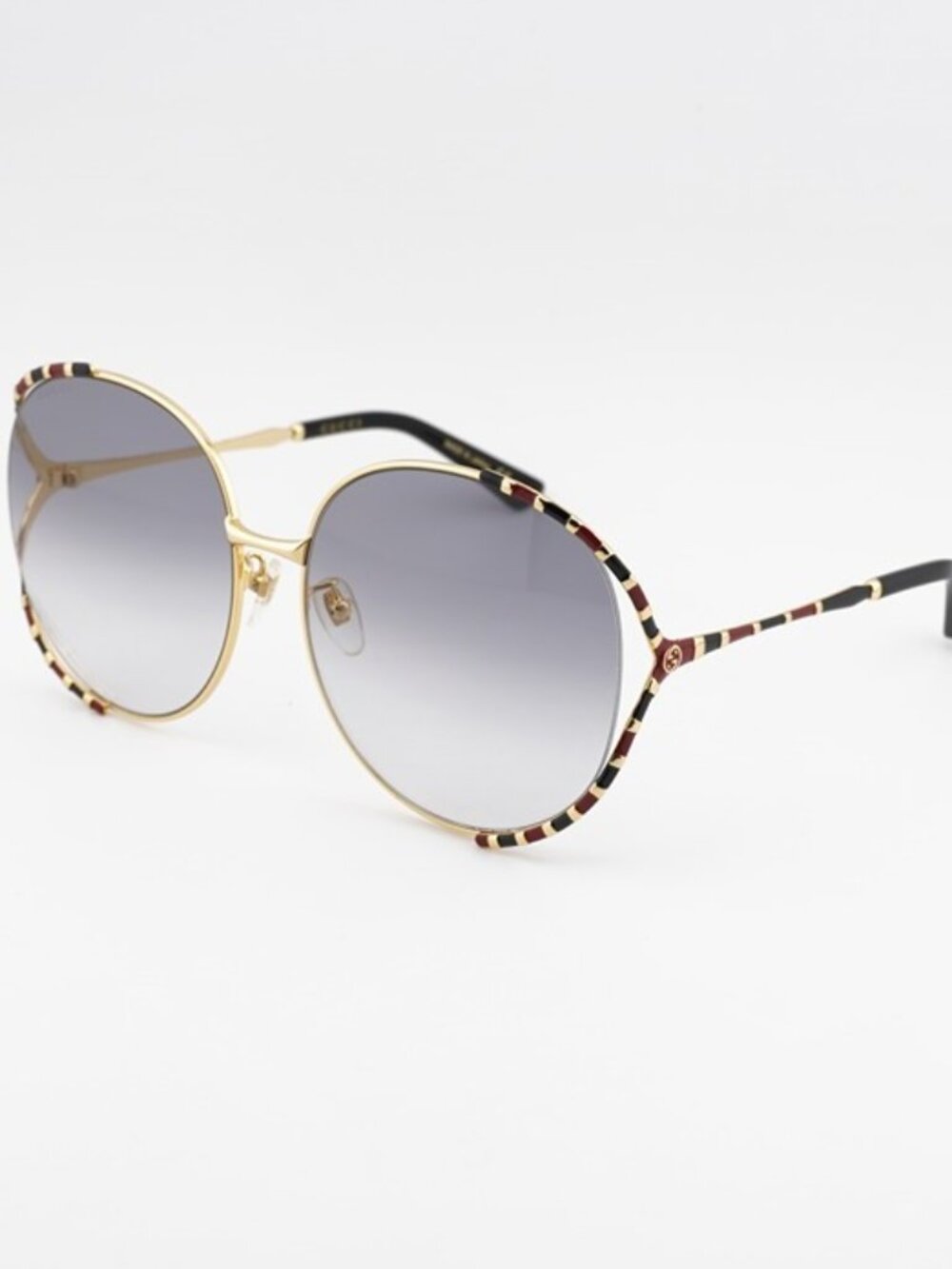 Gucci GG0595S 006 Sunglasses Gold Round Frame, Grey Gradient Lenses